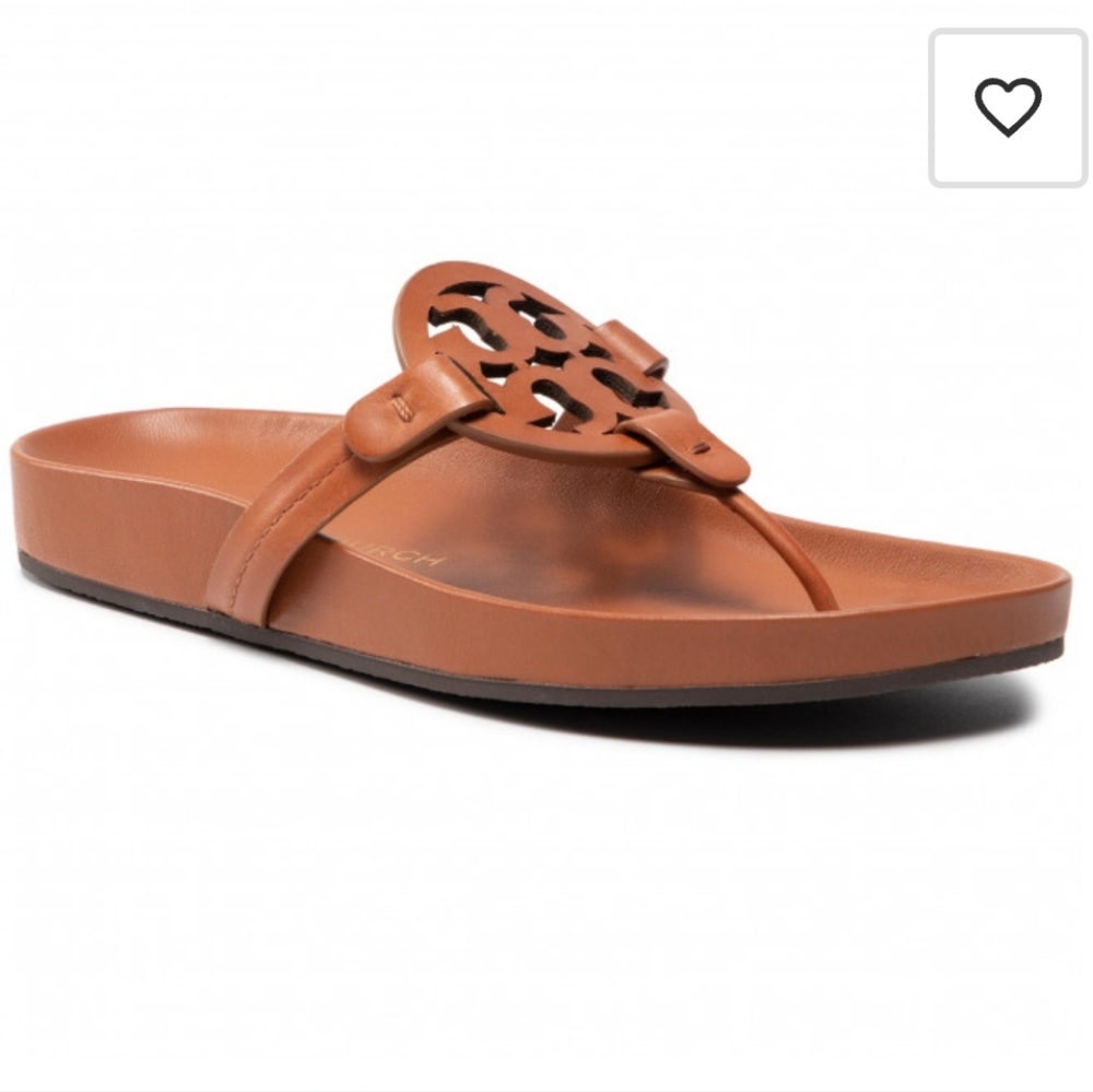 Tory Burch Miller Cloud Leather Sandals  Bourbon Brown Size 8